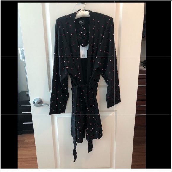 Plush Apparel Fleece Heart Print Robe NW T - Picture 6 of 13